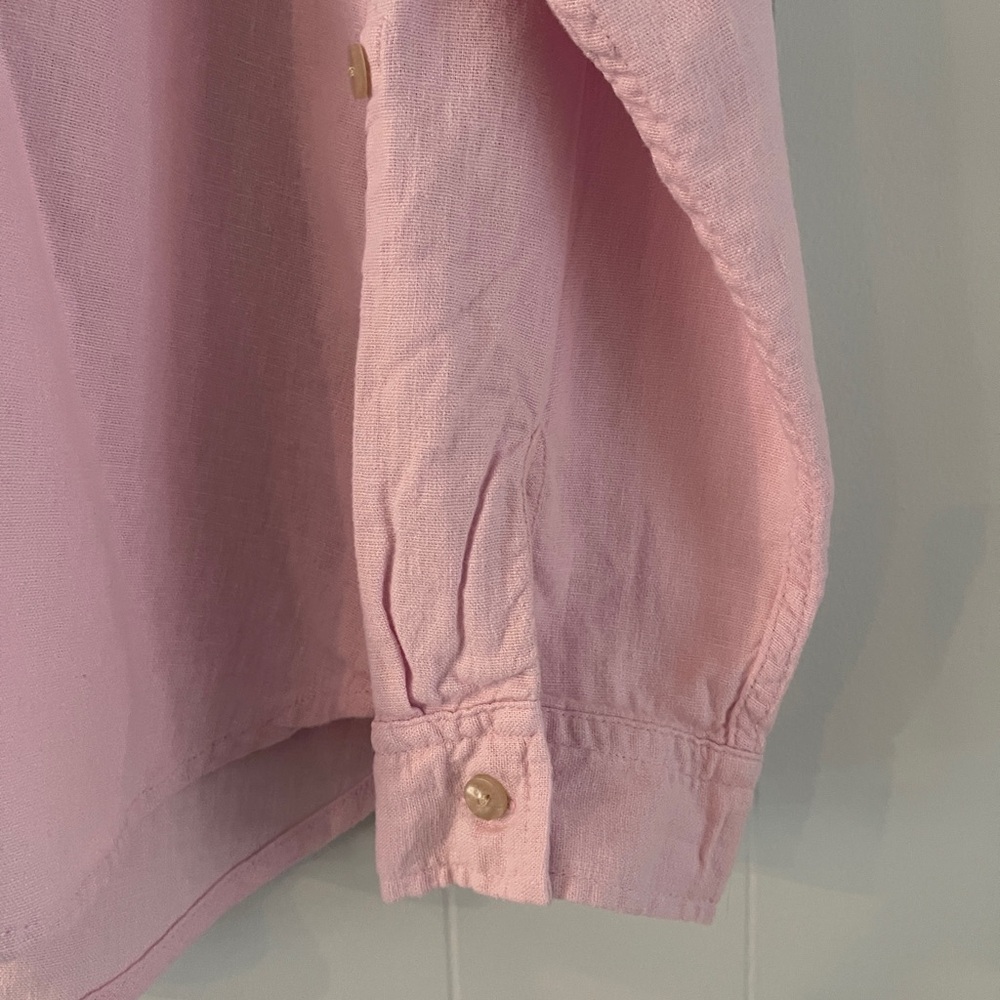 Vintage Orvis Womens Pink Linen Blend Button Down Shirt Sz XL - Picture 6 of 7